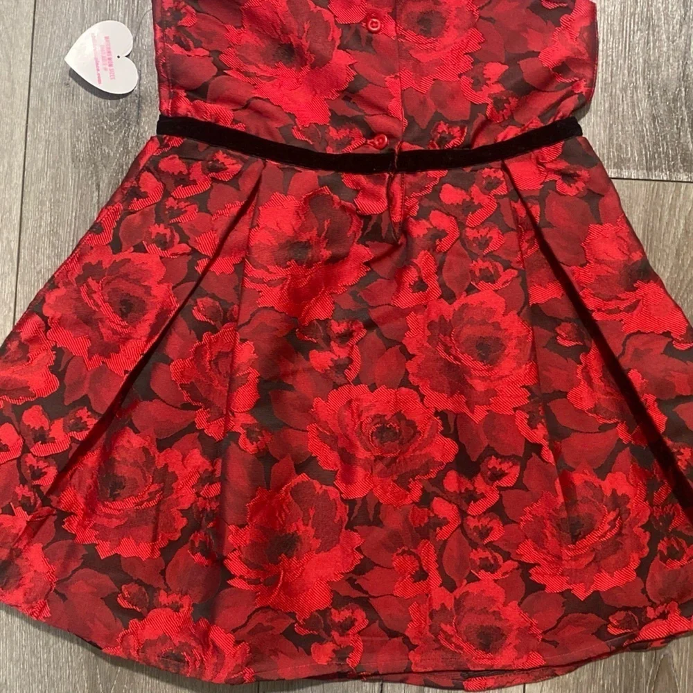 The Children’s Place Holiday Red Floral Fit & Flare Sleeveless Dress 5T